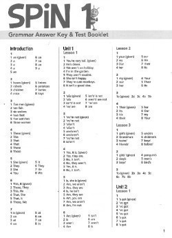 SPiN 1 Grammar Answer Key and Test Booklet