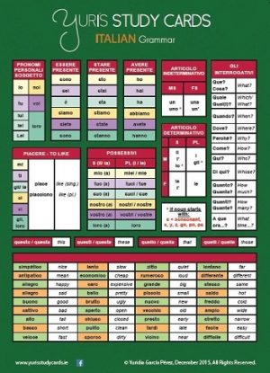Yuri's Study Cards - Italian - General Grammar