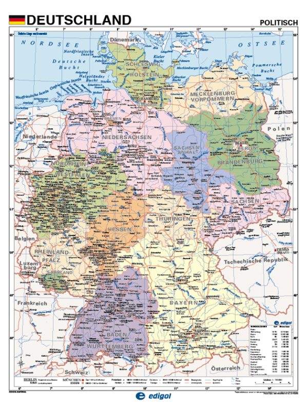 Laminated Map of Germany – International Books